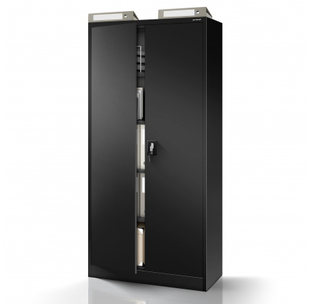 Kancelářská kovová skříň na dokumenty JAN, 900 x 1850 x 400 mm, černá Kancelářská kovová skříň na dokumenty JAN, 900 x 1850 x 400 mm, černá