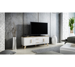 TV komoda LOTTA 140 (2D2S), bílá / dub sonoma