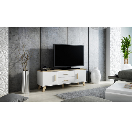TV komoda LOTTA 140 (2D2S), bílá / dub sonoma TV komoda LOTTA 140 (2D2S), bílá / dub sonoma
