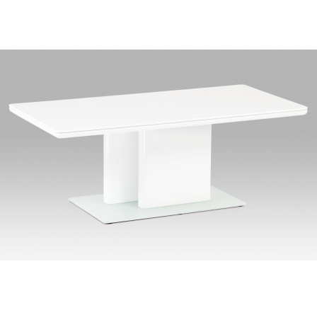 Konferenční stolek, vysoký lesk bílý / tvrzené sklo