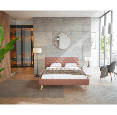 Čalouněná postel KALIFORNIA- TRINITY (mlhavě růžová) - 160 x 200