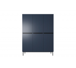Skříň Nicole 150 cm se 2 skrytými zásuvkami - modrá MDF / černé nožky