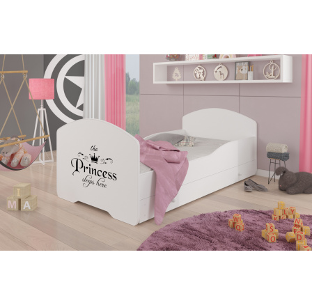 Postel s matrací a zásuvkou PEPE PRINCESS BLACK 140x70 Bílá