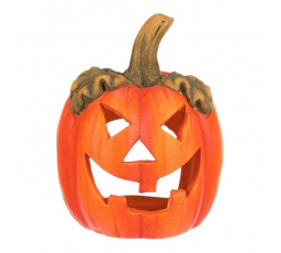 Dýně keramická - s obličejem, na svíčku, barva oranžová