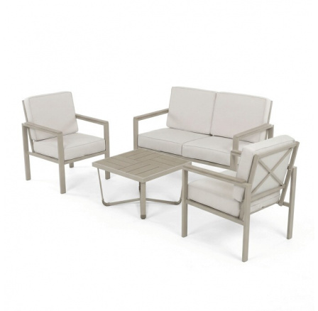 Zahradní sestava, kov, béžová, AZS-B1405 CRM