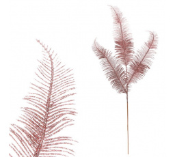 Kapradí - umělá větev, růžová se třpytkami