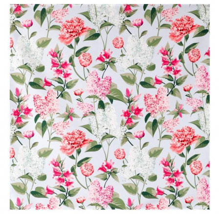 Ubrus s motivem šeříků, modrý podklad, 80x80 cm,100 % polyester.