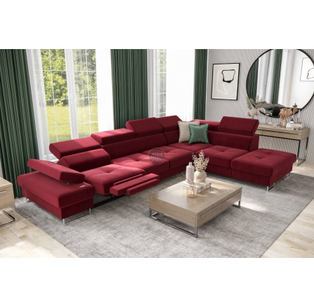 Rohová sedací souprava GALAXY , relax s funkcí spaní 225X350 cm - červená , pravá Rohová sedací souprava GALAXY , relax s funkcí spaní 225X350 cm - červená , pravá