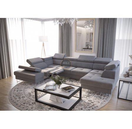 Rohová sedací souprava GALAXY MAX II , relax s funkcí spaní 215x350x170 - šedá , levá Rohová sedací souprava GALAXY MAX II , relax s funkcí spaní 215x350x170 - šedá , levá