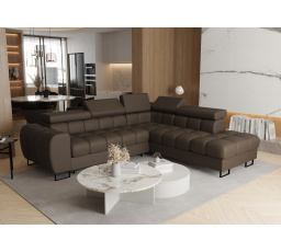 Rohová sedací souprava ASPEN 260x225 cm přírodní kůže - pravá, Hnědá kůže