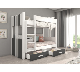 Dvoulůžková patrová postel ARTA 180x80 Bílá+Antracit