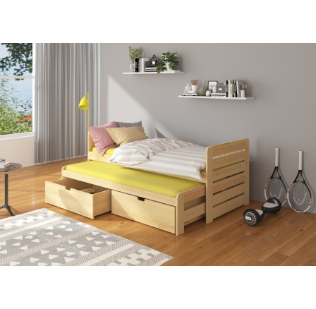 Dvojlůžko s matracemi TOMI 200x90 Borovice Přírodní