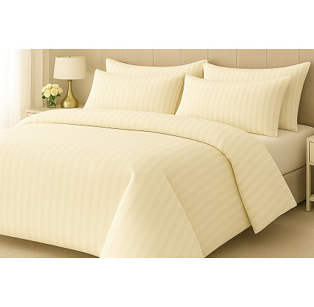 Hotelové povlečení 140x220, 70x90cm Atlas gradl smetanový - česaný 145g/m2, proužek 2cm