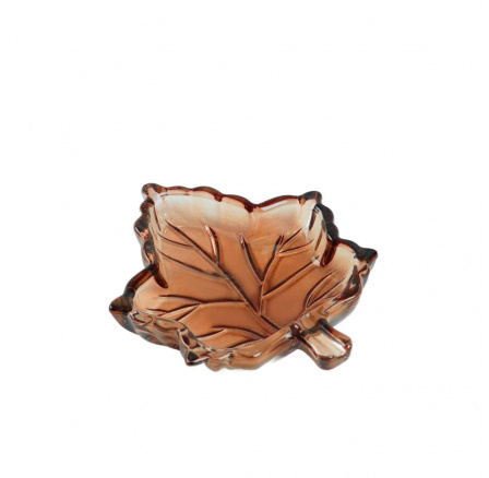Dekorativní tác AUTUMN AURA skleněný list oranžový 14x12x2 cm 717864