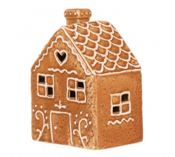 Domeček perníkový - keramika, LED osvětlení, hnědý