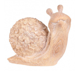 Šnek - polyresin, menší, vzor květin, imitace dřeva