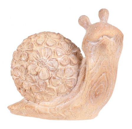 Šnek - polyresin, menší, vzor květin, imitace dřeva