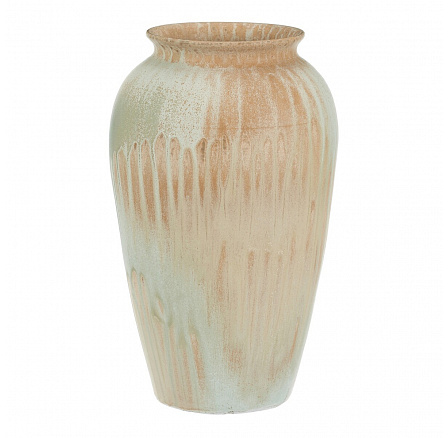 Váza keramická - tvar amfora, 30 cm, béžovo-zelená