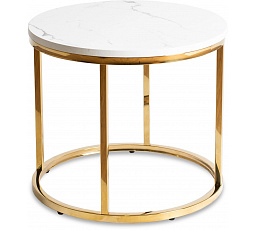 Stolek CLIFF Bílý Mramor/Zlatý