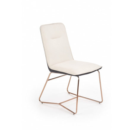 Jídelní židle K390, Krémová/Tmavě šedá/Růžová zlatá