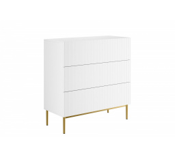 NICOLE KOMODA 100 3SZ - bílý mat / zlatý rám