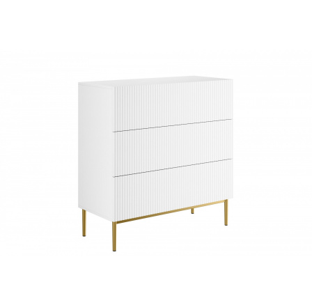 NICOLE KOMODA 100 3SZ - bílý mat / zlatý rám