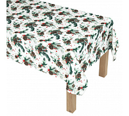 Ubrus - jehličí, šišky a bobule, 100% polyester, 130 x 160 cm