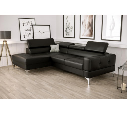 Rohová sedací souprava TOSCANIA MINI přírodní kůže 170x250 cm - černá , levá