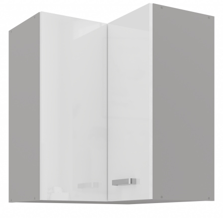 Horní rohová skřínka BIANCA - 60 x 60 GN-72 2F (90°), Šedá / Bílý lesk