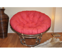 Ratanový papasan 115 cm hnědý - polstr vínový melír