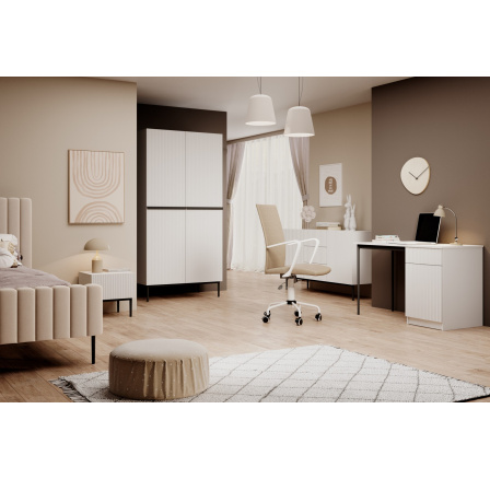 NICOLE PSACÍ STŮL 120 1D1SZ - bílý mat / černý rám