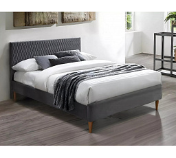 Postel AZURRO Velvet, 160x200 cm, šedý Bluvel 14/dub