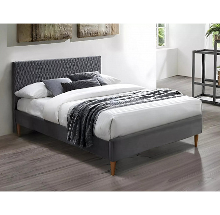 Postel AZURRO Velvet, 160x200 cm, šedý Bluvel 14/dub Postel AZURRO Velvet, 160x200 cm, šedý Bluvel 14/dub