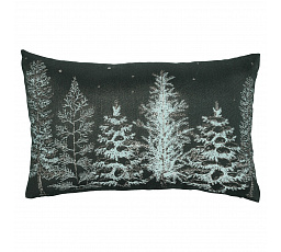 Polštář s výplní - zasněžené stromy, polyester a bavlna, 50 x 30 cm
