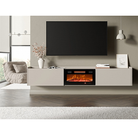 Závěsná TV komoda ARIGATO s elektrickým krbem, kašmír Závěsná TV komoda ARIGATO s elektrickým krbem, kašmír