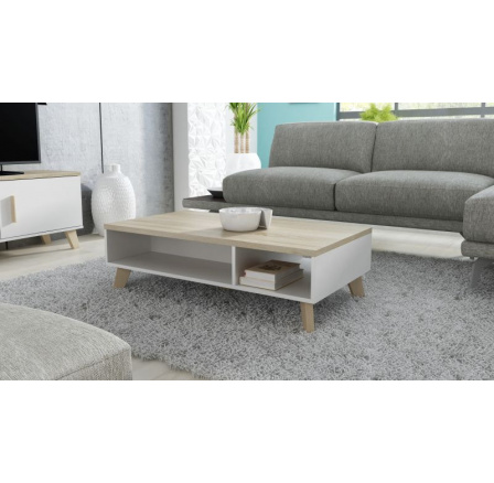 Konferenční stolek LOTTA 110, Bílá/ Dub sonoma