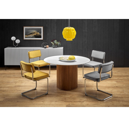 Jídelní stůl BRUNO, efekt bílého mramoru / ořech