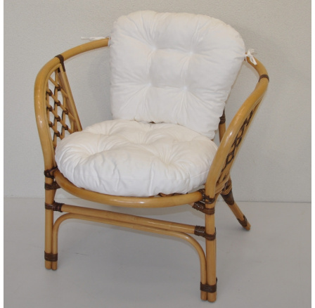 Ratanové křeslo Bahama medové LUX polstr bílý