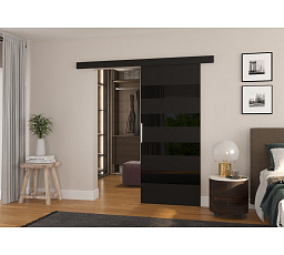 Posuvné dveře na stěnu MILOU 96 Black+Black Lacobel