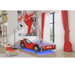 Postel s matrací a LED osvětlením SPIDER 140x70 Červená