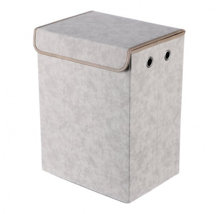 Koš látkový - skládací s víkem, vysoký, cappuccino