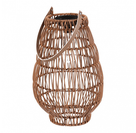 Lucerna - umělý ratan, tvar hruška, LED osvětl., vel. L, světle hnědá Lucerna - umělý ratan, tvar hruška, LED osvětl., vel. L, světle hnědá