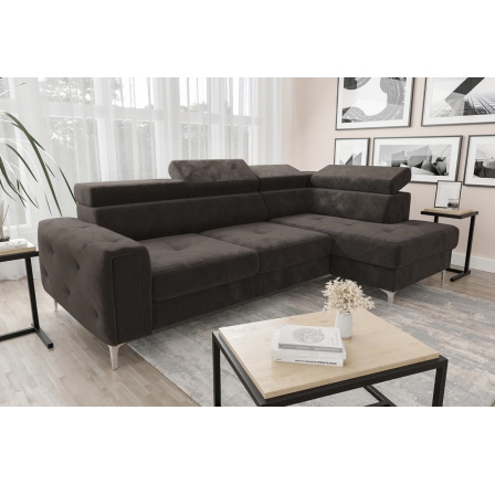 Rohová sedací souprava s funkcí spaní ORION 165x255 - hnědá , pravá Rohová sedací souprava s funkcí spaní ORION 165x255 - hnědá , pravá