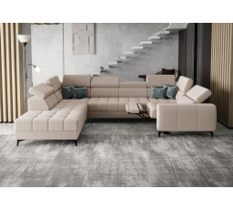 Rohová sedací souprava PORTO MAX I , relax 225X350X193 cm - levá, odstíny světlé béžové