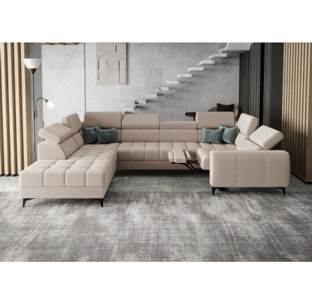 Rohová sedací souprava PORTO MAX I , relax 225X350X193 cm - levá, odstíny světlé béžové Rohová sedací souprava PORTO MAX I , relax 225X350X193 cm - levá, odstíny světlé béžové