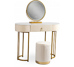 Toaletní stolek ASHLEY Béžová/Zlatá