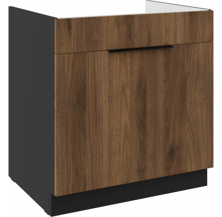 Dolní skřínka MONZA - 80 ZL 1S BB, Černá mat/Ořech