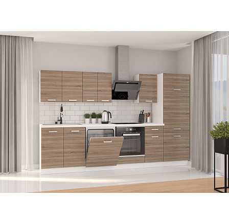 Kuchyňská linka DAVIS - 3 m, Bílá/Dub Sonoma Trufla