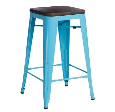 Barová židle Paris Wood 65 cm modrá borovice ořech