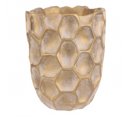 Váza betonová - vzor buněk, vel. L, béžovo-zlatá
